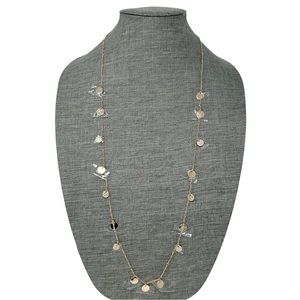 Vera Bradley Gold Tone Delicate Coin Long Chain Necklace